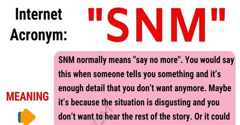 what do snm mean in text|SNM Meaning: How to Use the Acronym “SNM” with。